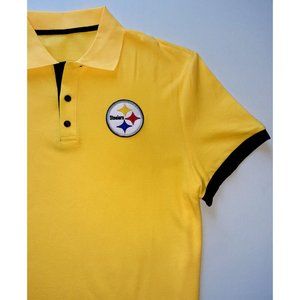 NFL Pittsburgh Steelers Mens Polo Shirt * XXL SLIM FIT * Gold Black Contrast NEW